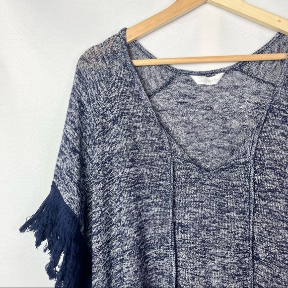 Charming Charlie Heather Blue Fringe Sleeve Knit Short Sleeve Blouse M - Picture 3 of 3